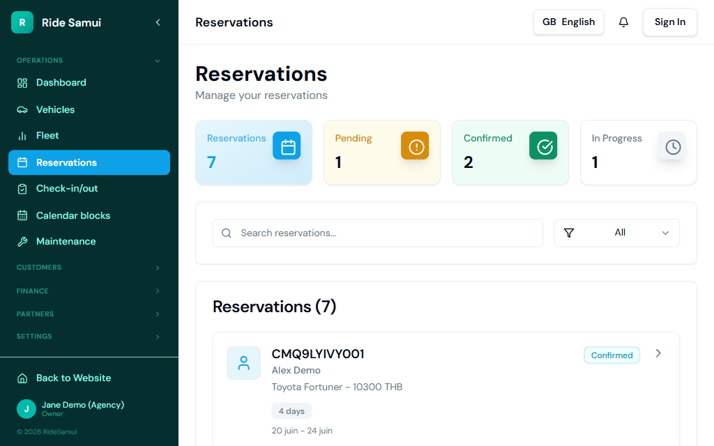 Your fleet, one screen, zero double-bookings.