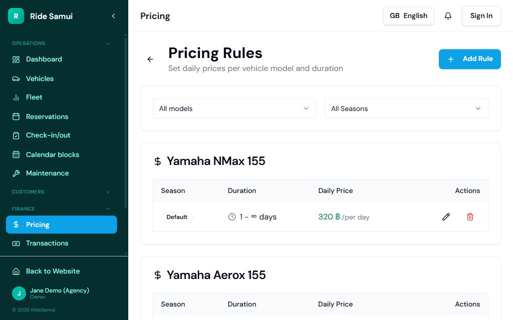 Your prices adapt to the season. Automatically.